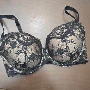 VICTORIA"S SECRET ‎ Lined Demi Black Lace Bra 34DD